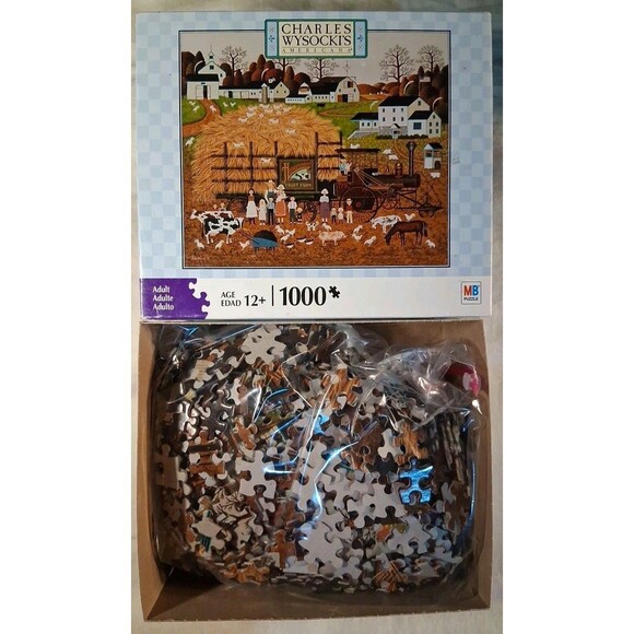 NEW Charles Wysocki Pinch Penny Square 1000 | Mercari 1000pc Milton Bradley Charles Wysocki Honeynut Valley Farm Puzzle RARE!